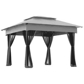 Outsunny 11' x 11' Pop Up Canopy, Outdoor Patio Gazebo Shelter with Removable Zipper Netting, Instant Event Tent w/ 114 Square Feet of Shade and Carry