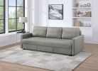 Odette 88.5"W Gray Linen Convertible Sleeper Sofa with Storage