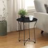 Atlantic Round Metal Tray End Side Table, Removable Tray Outdoor & Indoor Drink, Snack, Coffee Table, Telephone Table Black Set of 2 (kit component 38