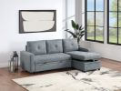 Black Gray Polyfiber Convertible Sectional Sofa Pull out Bed Couch Storage Chaise Reversible 2pc Sectional Living Room Furniture