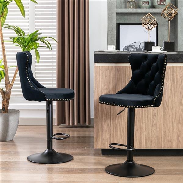 Furniture,Swivel Velvet Barstools Adjusatble Seat Height from 25-33 Inch,17.7 inch base, Modern Upholstered Bar Stools with Backs Comfortable Tufted f Furniture,Swivel Velvet Barstools Adjusatble Seat Height from 25-33 Inch,17.7 inch base, Modern Upholstered Bar Stools with Backs Comfortable Tufted f