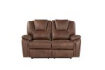 Katrine - PU Manual Reclining Loveseat - Chestnut Brown
