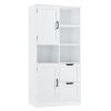 Bathroom Storage Cabinet with Doors and Drawers, Multiple Storage Space, Freestanding Style, Open Shelve, Adjustable Shelf, White