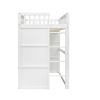 Twin Size House Loft Bed With Ladder-White