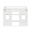 Twin Size House Loft Bed With Ladder-White