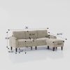 Convertible Combination Sofa Sofa L-Shaped Sofa with Footstools with Storage, Beige Sofa for Living Room, Living Room/Bedroom/Office/Small Space 3-Sea