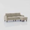 Convertible Combination Sofa Sofa L-Shaped Sofa with Footstools with Storage, Beige Sofa for Living Room, Living Room/Bedroom/Office/Small Space 3-Sea