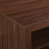Coastal Grooved Panel Coffee Table with Lower Shelf ‚Äì Dark Walnut