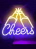 Cheers Neon Sign 17.3x17.7 inch USB Powered Led Lights Blue Neon Sign for Wall