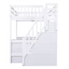 Full Size Loft Bed with Built-in L-Shaped Desk and Three-Tier Storage Shelves,and Attached Storage Staircase, White(Old SKU: GX001809AAK)