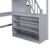 Full Size Loft Bed with Built-in L-Shaped Desk and Three-Tier Storage Shelves,and Attached Storage Staircase,Gray(Old SKU: GX001809AAE)