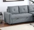 Black Gray Polyfiber Convertible Sectional Sofa Pull out Bed Couch Storage Chaise Reversible 2pc Sectional Living Room Furniture