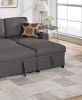 Ash Black Dorris Fabric Convertible Sectional Sofa Pull out Bed Couch Storage Chaise Cup Holders 2pc Sectional Living Room