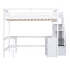 Full Size Loft Bed with Built-in L-Shaped Desk and Three-Tier Storage Shelves,and Attached Storage Staircase, White(Old SKU: GX001809AAK)