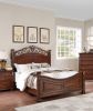 Formal Traditional Dark Cherry Color 1pc Queen Size Bed Tufted Faux Leather Headboard Footboard Bedframe