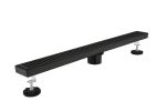 28 Inch Shower Linear Drain, with Removable Capsule Pattern Grate, Stainless Steel Fast Drainage Floor Linear Drain Black Include Adjustable Feet, Hai