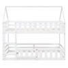 Twin over Twin House Bunk Bed with Fence and Door, White