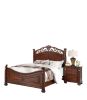Formal Traditional Dark Cherry Color 1pc Queen Size Bed Tufted Faux Leather Headboard Footboard Bedframe