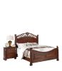 Formal Traditional Dark Cherry Color 1pc Queen Size Bed Tufted Faux Leather Headboard Footboard Bedframe