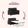 Convertible Twin Sleeper Sofa with USB Ports, Modern Upholstered Sofa Bed, Living Room 2-Seater Sofa/Loveseat, Dark Gray