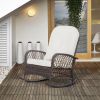 Outsunny Outdoor Wicker Rocking Chair with Wide Seat, Thick, Soft Cushion, Rattan Rocker w/Steel Frame, High Weight Capacity for Patio, Garden, Backya