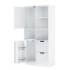 Bathroom Storage Cabinet with Doors and Drawers, Multiple Storage Space, Freestanding Style, Open Shelve, Adjustable Shelf, White