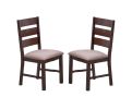 Contemporary Antique Cherry Set of 2pc Dining Chairs Solid wood Ladder Back Fabric Cushion Seat Chairs Dining Room Furniture