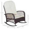 Outsunny Outdoor Wicker Rocking Chair with Wide Seat, Thick, Soft Cushion, Rattan Rocker w/Steel Frame, High Weight Capacity for Patio, Garden, Backya