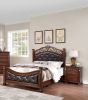 Formal Traditional Dark Cherry 1pc Queen Size Bed Tufted Faux Leather Headboard Footboard Bedframe