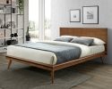 Modern Sleek Design 1pc Queen Platform Bed Durable Brown Wooden Bedroom Furniture