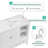 [VIDEO] 36" Bathroom Vanity with Ceramic Basin, Bathroom Storage Cabinet with Two Doors and Drawers, Solid Frame, Metal Handles, White