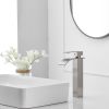 Brushed Nickel Waterfall Single-Handle Low-Arc Bathroom Faucet with Drain