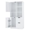 Bathroom Storage Cabinet with Doors and Drawers, Multiple Storage Space, Freestanding Style, Open Shelve, Adjustable Shelf, White