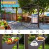 8x5FT Arc Roof, Grill Canopy for Outdoor Grill w/Double Galvanized Steel Roof and 2 Side Shelves, BBQ Gazebo Grill Tent for Patio Garden Backyard, Bro