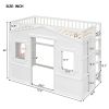 Twin Size House Loft Bed With Ladder-White