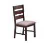 Contemporary Antique Cherry Set of 2pc Dining Chairs Solid wood Ladder Back Fabric Cushion Seat Chairs Dining Room Furniture