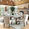 Contemporary Ivory Fabric 2pcs Side Chairs Tufted Wingback Design Rustic Oak Solidwood Back Dining Chairs Furniture