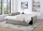 Odette 88.5"W Gray Linen Convertible Sleeper Sofa with Storage