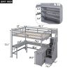 Full Size Loft Bed with Built-in L-Shaped Desk and Three-Tier Storage Shelves,and Attached Storage Staircase,Gray(Old SKU: GX001809AAE)