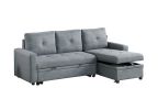 Black Gray Polyfiber Convertible Sectional Sofa Pull out Bed Couch Storage Chaise Reversible 2pc Sectional Living Room Furniture