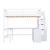 Full Size Loft Bed with Built-in L-Shaped Desk and Three-Tier Storage Shelves,and Attached Storage Staircase, White(Old SKU: GX001809AAK)