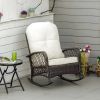 Outsunny Outdoor Wicker Rocking Chair with Wide Seat, Thick, Soft Cushion, Rattan Rocker w/Steel Frame, High Weight Capacity for Patio, Garden, Backya