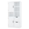 Bathroom Storage Cabinet with Doors and Drawers, Multiple Storage Space, Freestanding Style, Open Shelve, Adjustable Shelf, White
