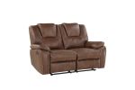Katrine - PU Manual Reclining Loveseat - Chestnut Brown