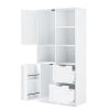 Bathroom Storage Cabinet with Doors and Drawers, Multiple Storage Space, Freestanding Style, Open Shelve, Adjustable Shelf, White