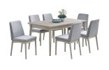 Natural Wood Grain Color Dining Table Rectangle Dining Table 1pc Table Only Solid Rubber wood Dining Room Furniture