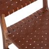 Upholstered Dining Chair Set of 2, Genuine Leather Woven Side Chair, Rustic Hardwood Frame, Brown