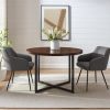 Mid-Century Modern Metal and Wood Round Dining Table ‚Äì Dark Walnut