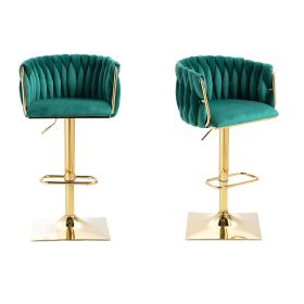 COOLMORE Vintage Bar Stools with Back and Footrest Counter Height Dining Chairs 2PC/SET (Color: as Pic)