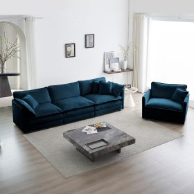 3-Piece Upholstered Sofa, Living Room Sectional Sofa Set Modern Sofa Couches Set , Deep Seat Sofa for Living Room Apartment, 1+3 Seat Blue (Color: as Pic)